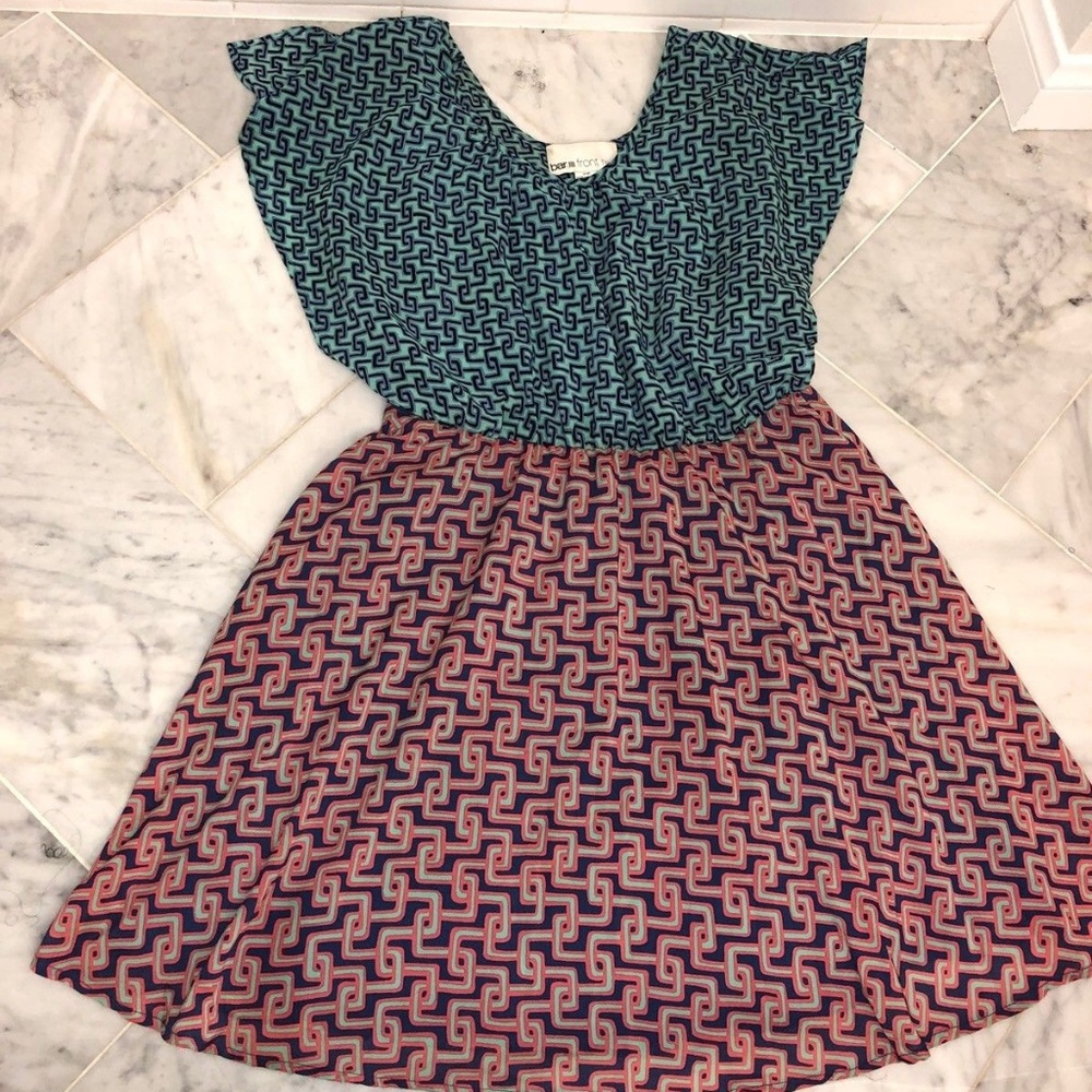 Bar III Front Row Multicolored Abstract Dress Sz L